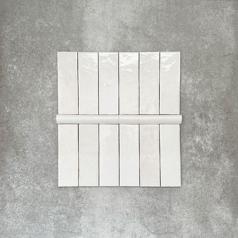 Zellige White Bullnose | Moroccan Style | 3cm x 20cm - Image 3
