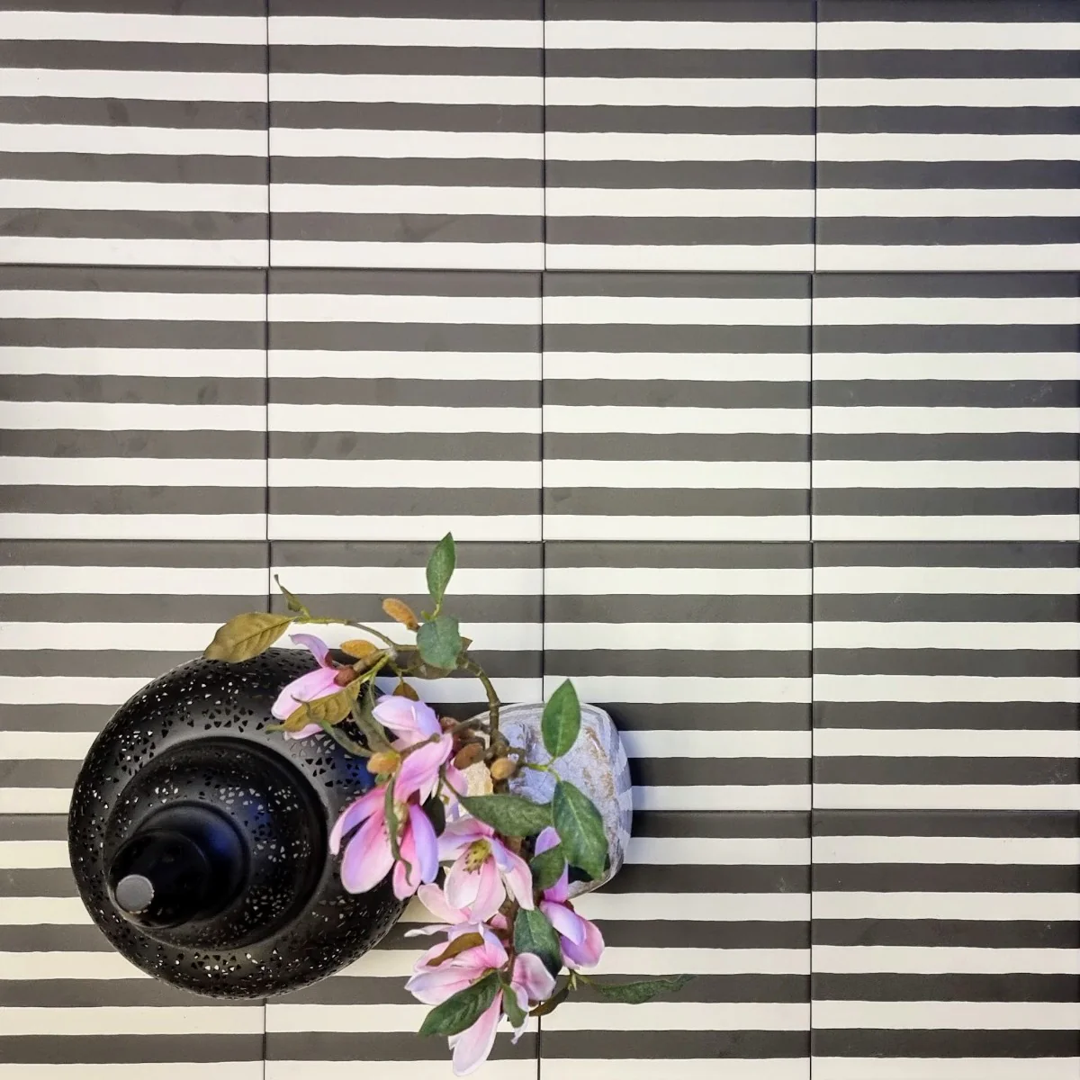 Pinstripes Black Striped Moroccan Tiles 20cm x 20cm - Image 4