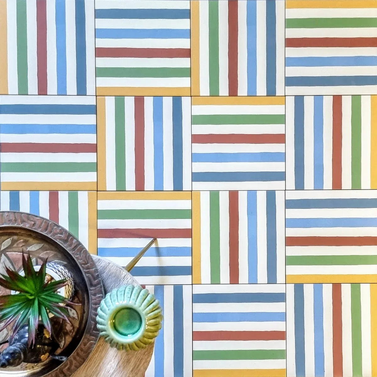 Pinstripes Rainbow Tile Indoor & Outdoor Tiles 20cm x 20cm - Image 4